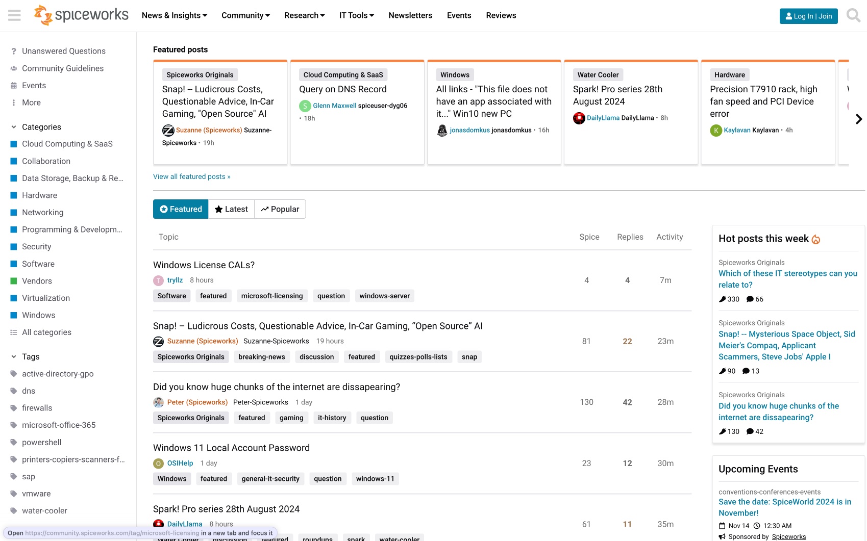 spiceworks community screenshot